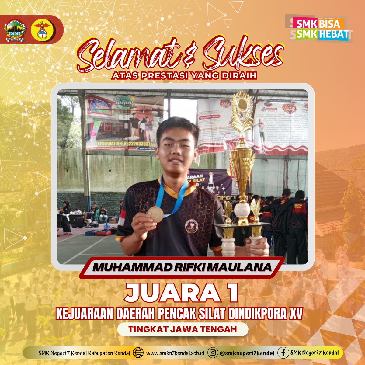 Juara 1 — KEJURDA Pencak Silat Dindikpora XV Tingkat Jawa Tengah