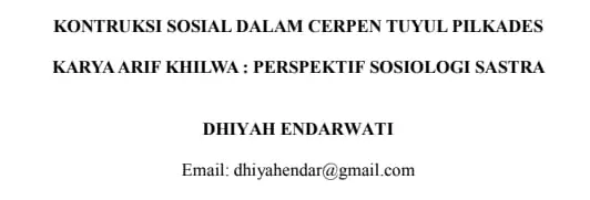 ARTIKEL KONTRUKSI SOSIAL DALAM CERPEN TUYUL PILKADES