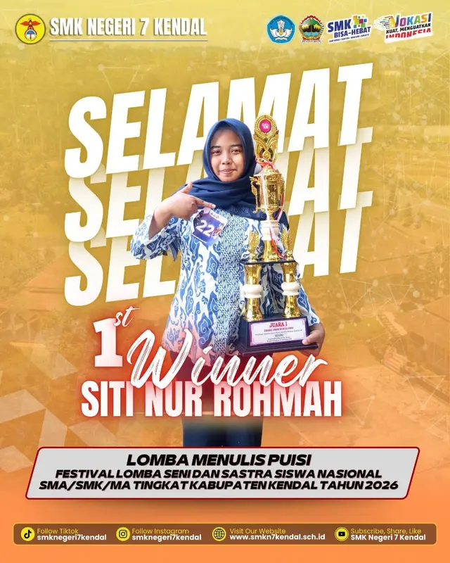 Siswa SMK Negeri 7 Kendal Raih Juara 1 Menulis Puisi pada FLS3N 2026 Tingkat Kabupaten Kendal