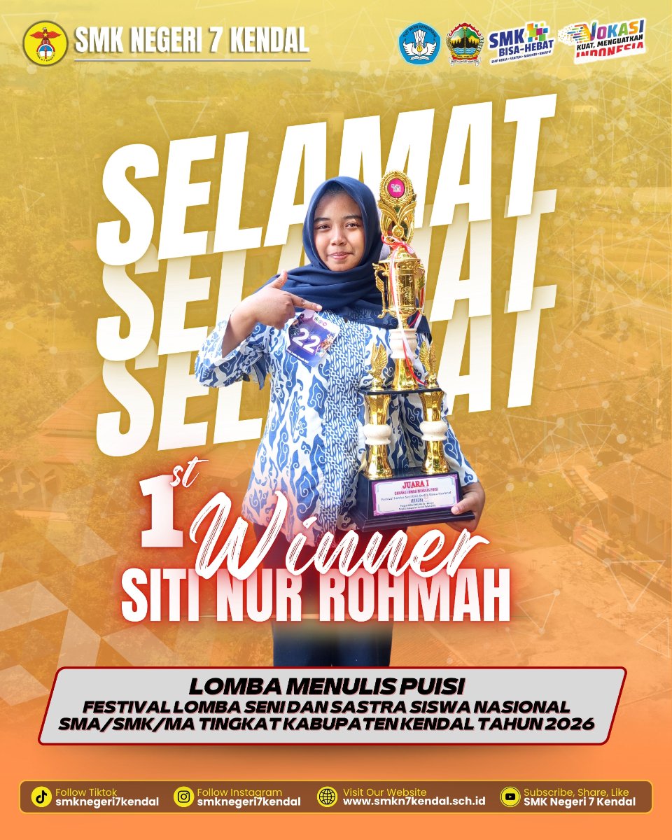 Siswa SMK Negeri 7 Kendal Raih Juara 1 Menulis Puisi pada FLS3N 2026 Tingkat Kabupaten Kendal